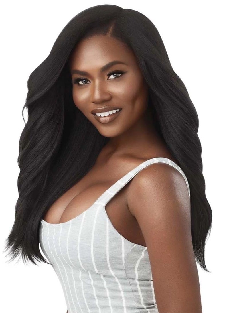 Outre Big Beautiful Human Hair Blend U Part Cap Leave Out Wig DOMINICAN BLOWOUT 22" (NBLK) - Image 3